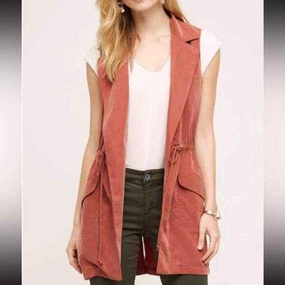 Anthropologie Elevenses Old Town Vest Jacket, Small, Rust - Picture 1 of 7